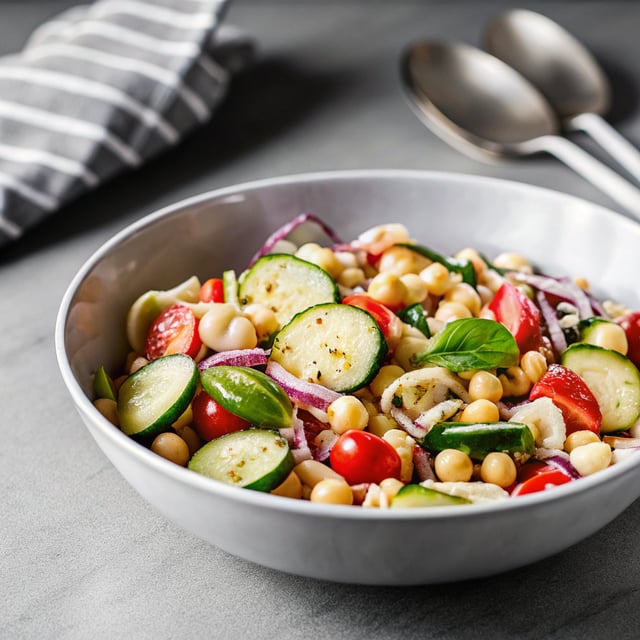 Courgette, chickpea & pasta salad