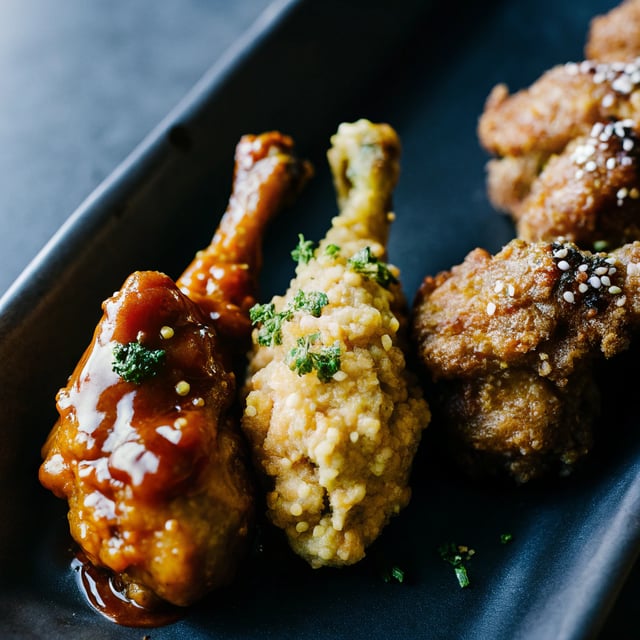 Crispy chicken wings, 3 ways