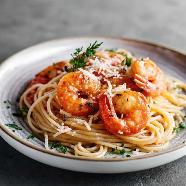 Tunisian prawn spaghetti