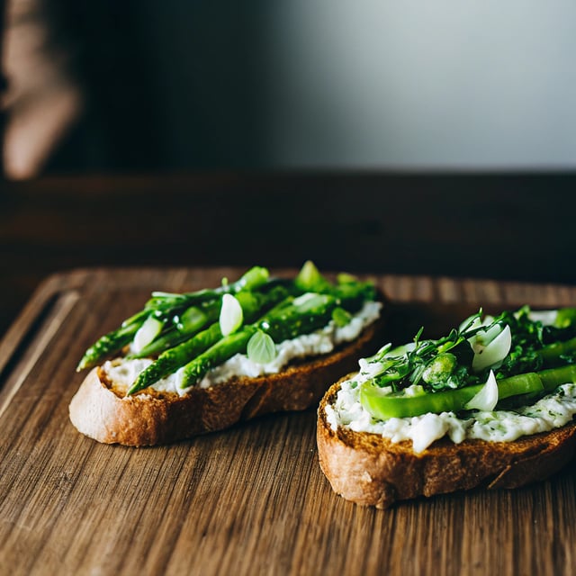 Asparagus Ribbon Mint Pesto Toasts