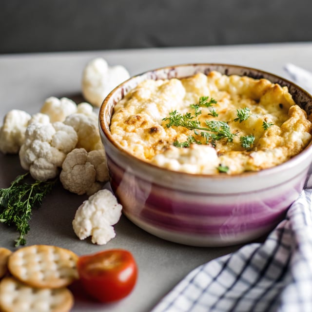 Baked Cheesy Cauliflower Dip