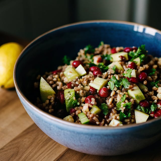 Buckwheat, Apple, Cranberry Avocado Salad