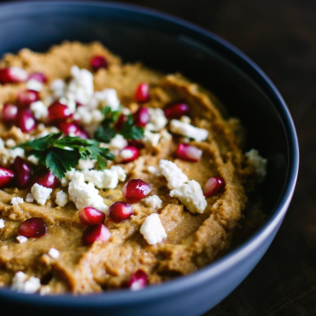Butternut Hummus with Feta & Pomegranates