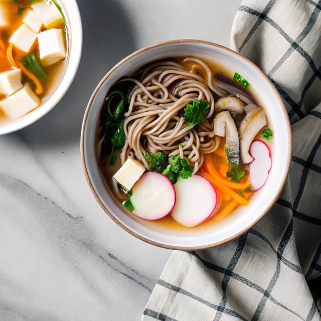 Ginger Miso Soup with Soba & Turnips