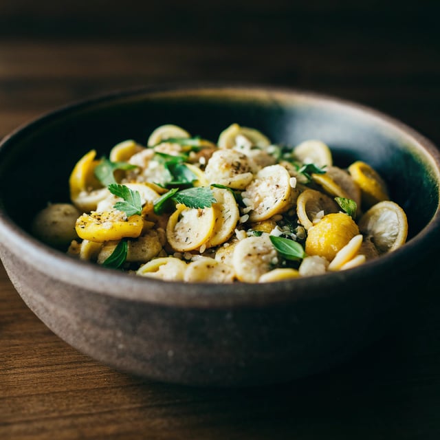 Lemony Summer Squash Orecchiette
