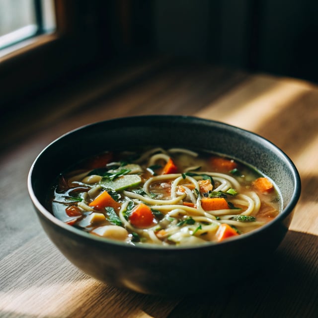 Spiralized Zucchini Vegetable Noodle Soup