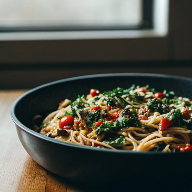 Sun Dried Tomato Pasta with Kale