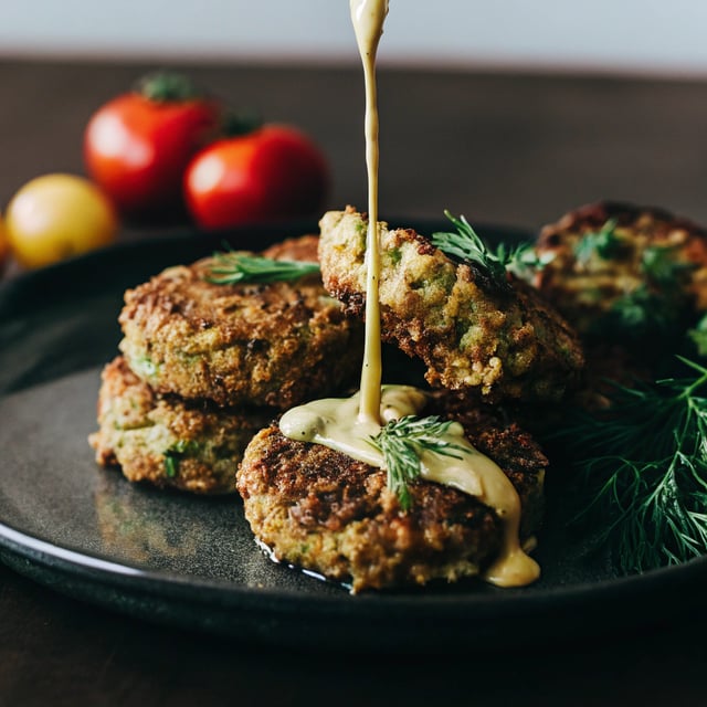 Baked Spring Pea & Dill Fritters with Lemon Tahini Sauce