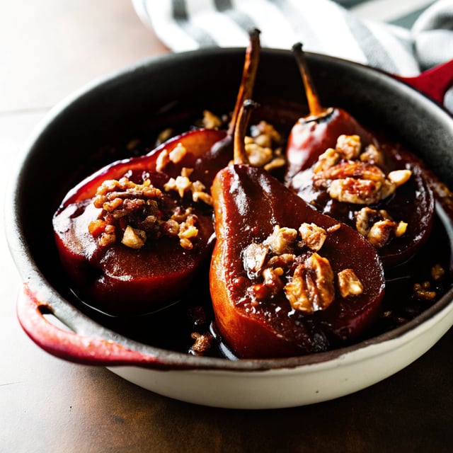 Chocolate Balsamic Glazed Pears