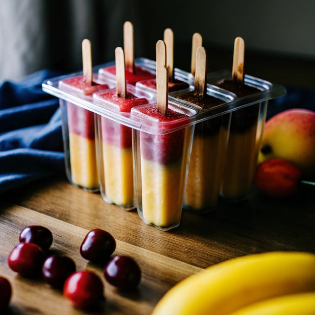 Creamy Cherry Mango Popsicles