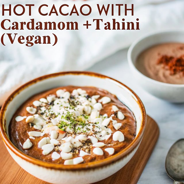 Hot Cacao with Cardamom + Tahini (Vegan)