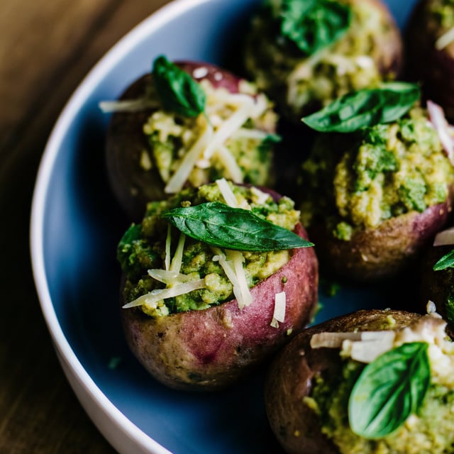 Instant Pot Duo Crisp Pesto Smashed Potatoes