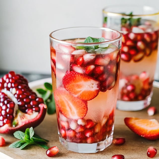 Pomegranate Strawberry Lemonade Mocktail
