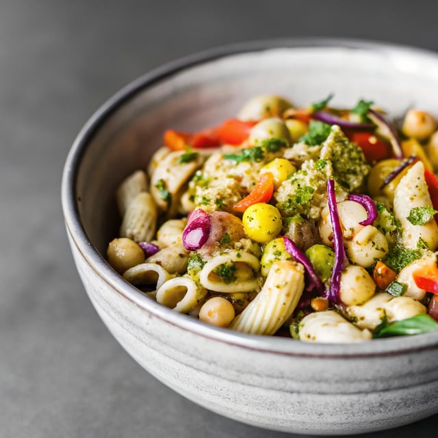 Spicy Chimichurri Chickpea Pasta Bowl (Vegan, Gluten-Free)