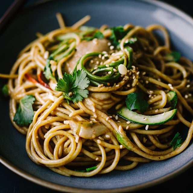 Spicy Spiralized Turmeric Tahini Cucumber Noodles (Gluten-Free, Vegan)