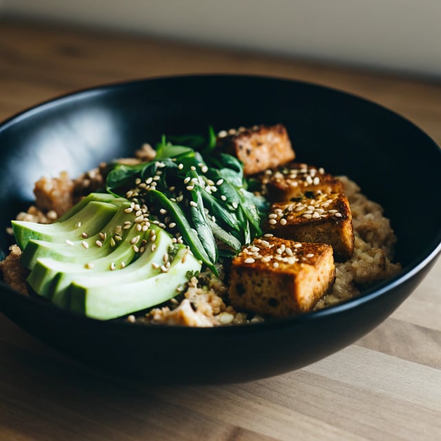 Sweet and Spicy Green Tofu Quinoa Bowl Recipe