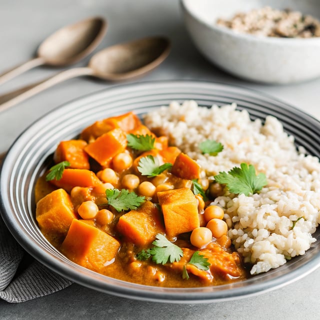 Sweet Potato Curry with Chickpeas and Pumpkin (Instant Pot + Stovetop)