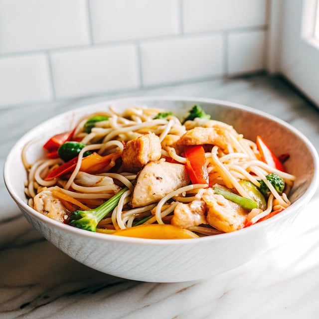 Chicken Stir Fry with Rice Noodles (30 minute meal)