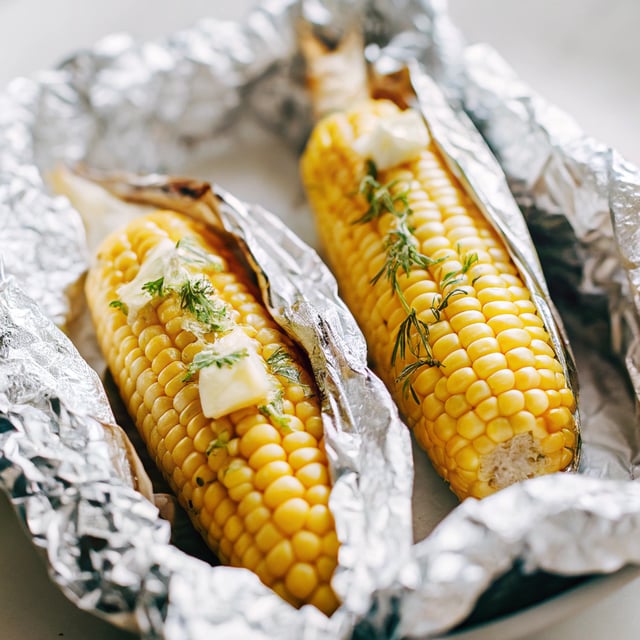 Grilled Corn in Foil with Lemon Dill Butter