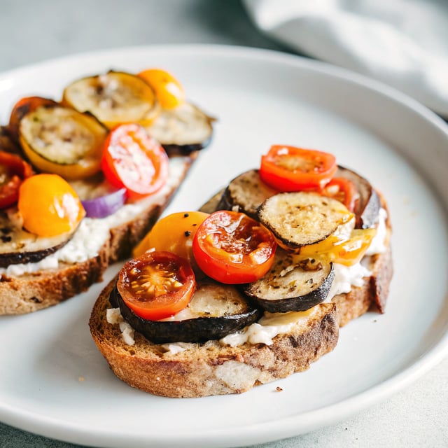 Open-Faced Eggplant and Tomato Sandwiches