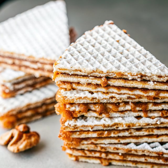 Ukrainian Waffle Cake with Dulce de Leche
