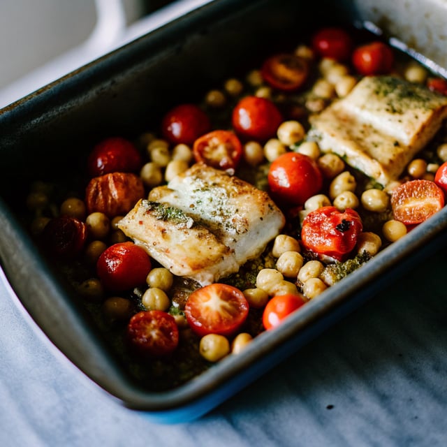 Baked Cod with Tomatoes & Chickpeas
