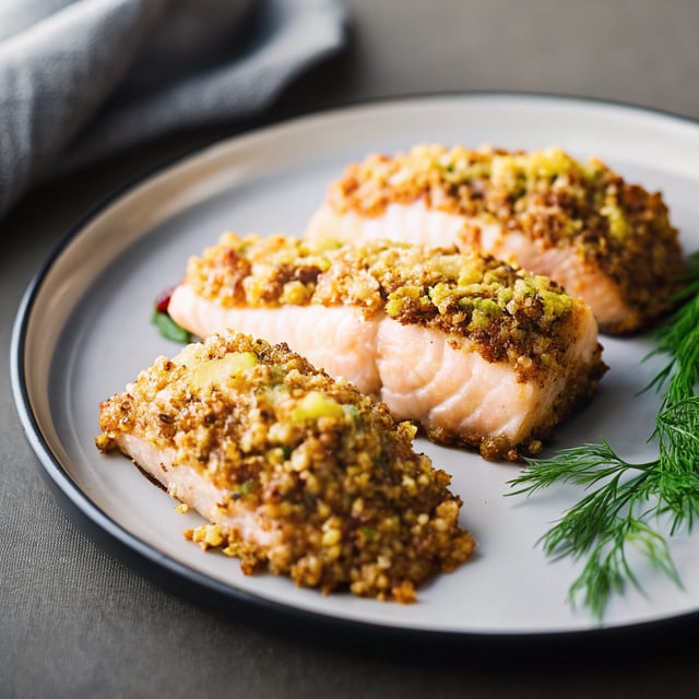 Baked Salmon with Honey Mustard and Pecan-Panko Crust