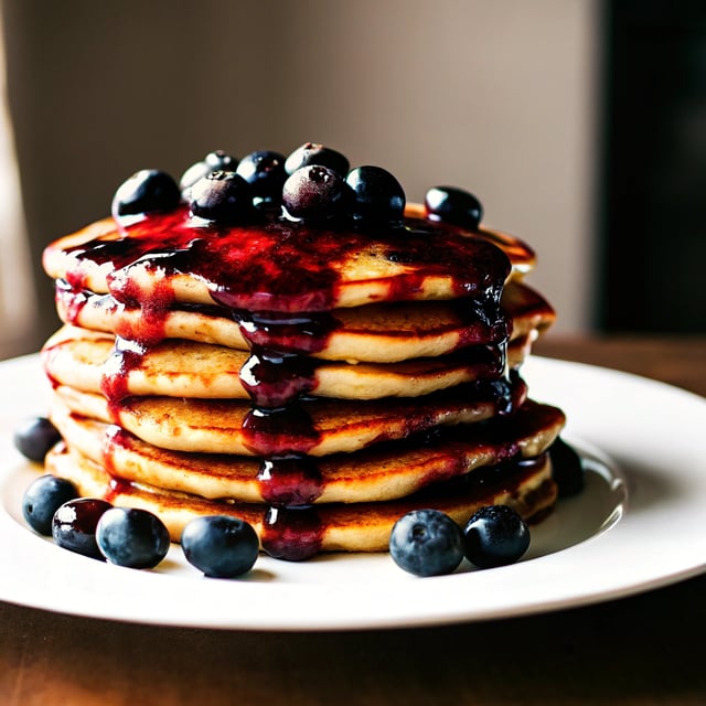 Blueberry Pancakes with Blueberry-Maple Syrup