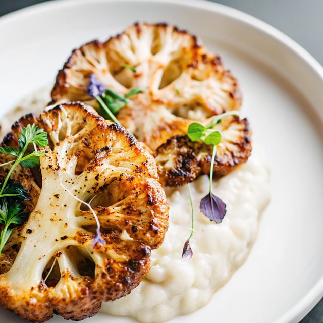 Cauliflower Steaks with Cauliflower Purée