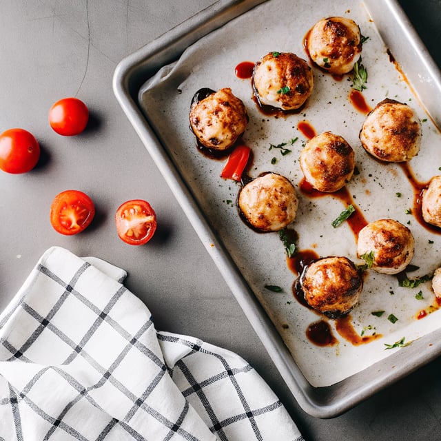 Chicken Meatballs with Tomato-Balsamic Glaze