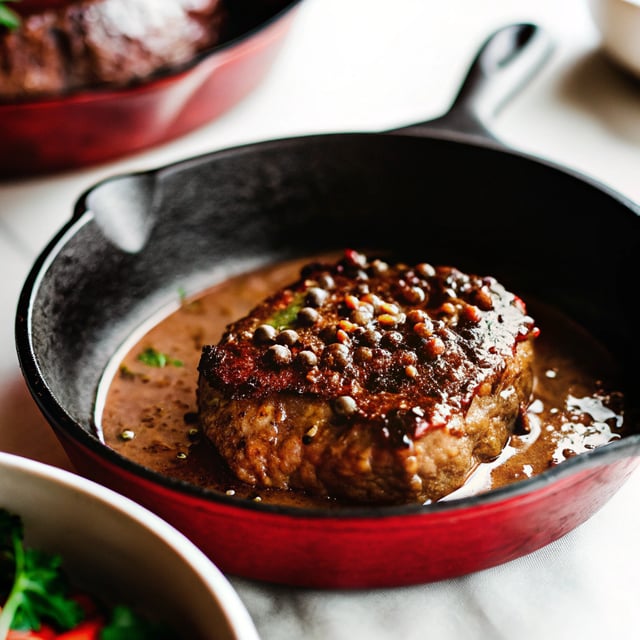 Classic French Steak Au Poivre