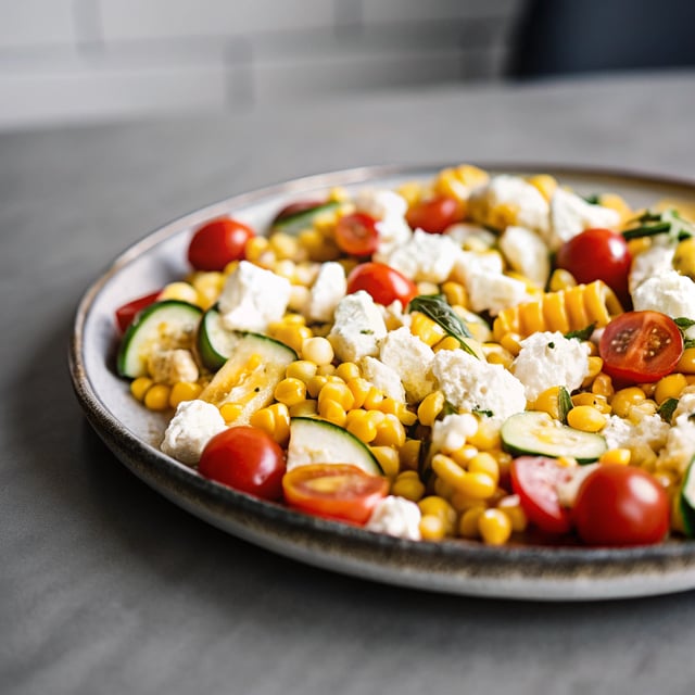 Corn, Zucchini & Tomatoes with Goat Cheese