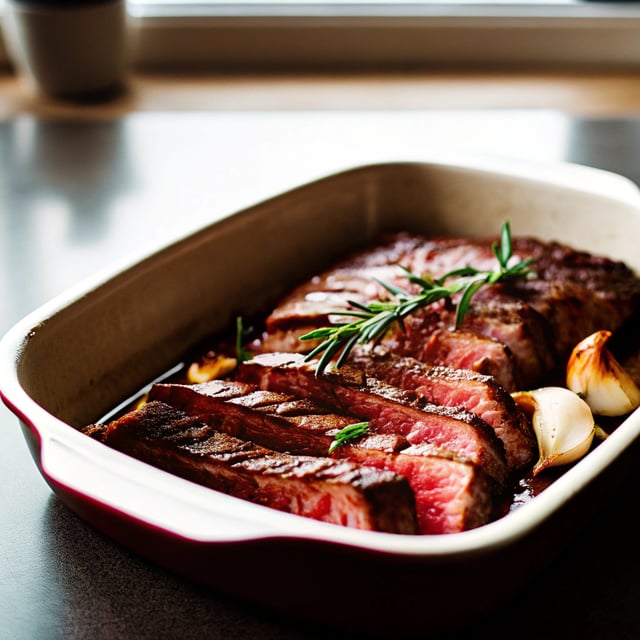 Grilled Flank Steak with Garlic & Rosemary