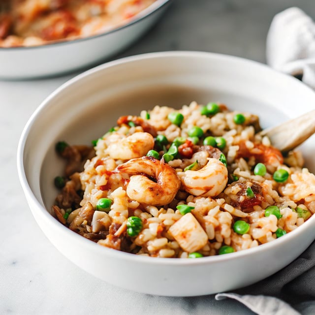 Orzo Risotto with Shrimp, Peas & Bacon