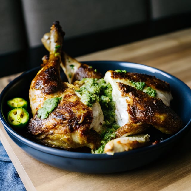 Peruvian-Style Roast Chicken with Green Sauce