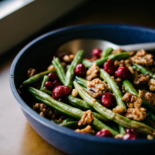Roasted Green Beans with Cranberries and Walnuts