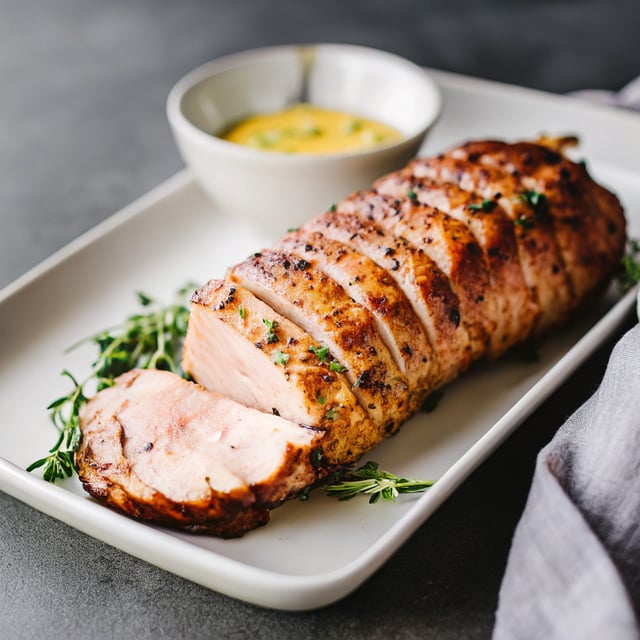 Sear-Roasted Pork Tenderloin with Mustard Glaze
