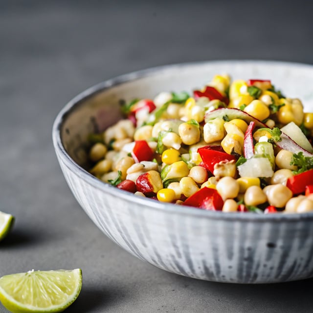 Southwest Chickpea and Corn Salad with Honey Lime Vinaigrette