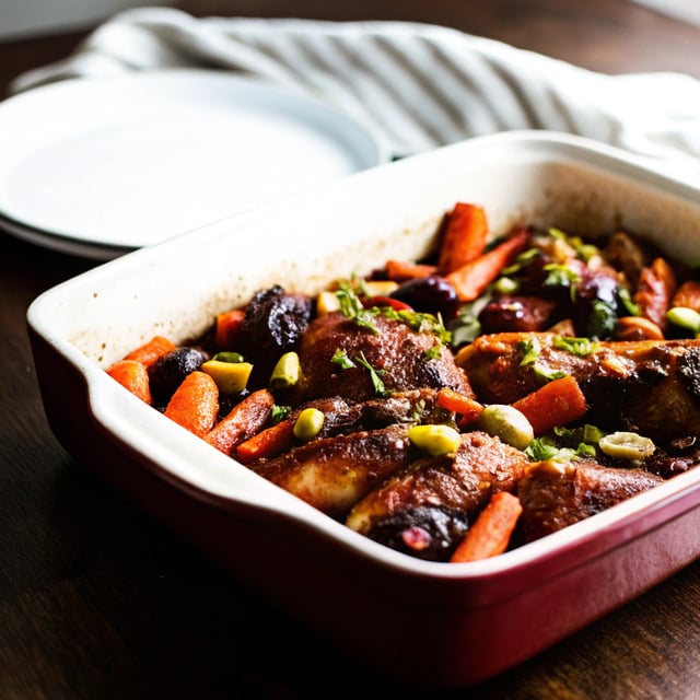 Sweet & Spicy Roast Chicken with Carrots, Dates & Pistachios
