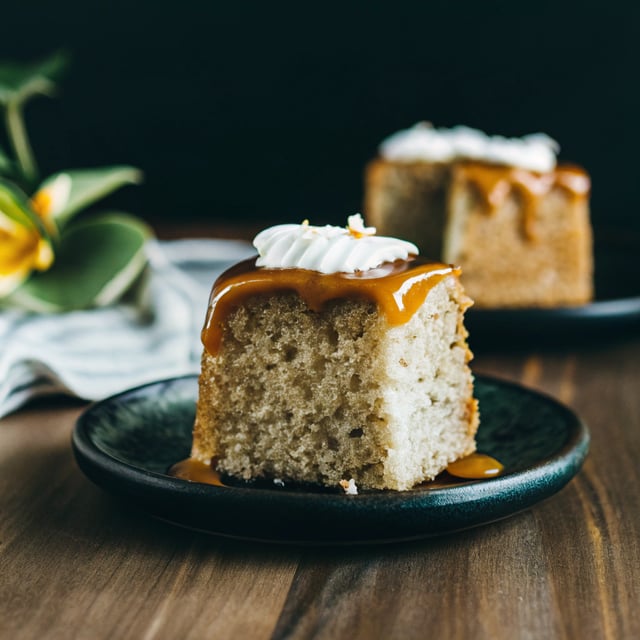 Tres Leches Cake with Dulce de Leche Glaze