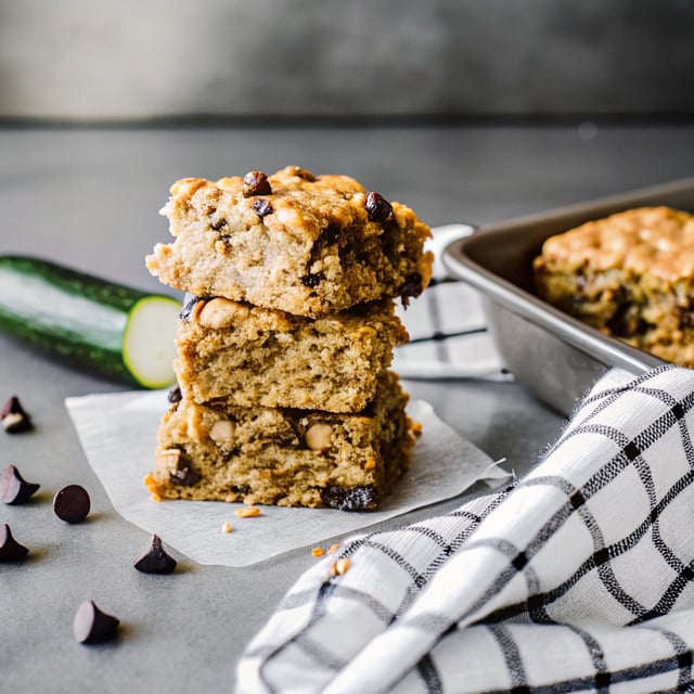 Almond Butter Chocolate Chip Zucchini Bars