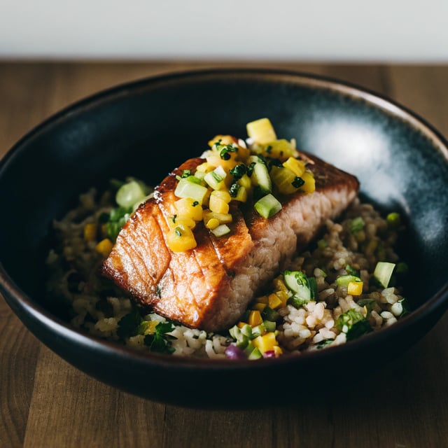 BBQ Salmon Bowls with Mango Avocado Salsa