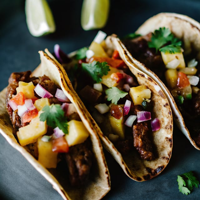 Caramelized Pork Tacos with Pineapple Salsa