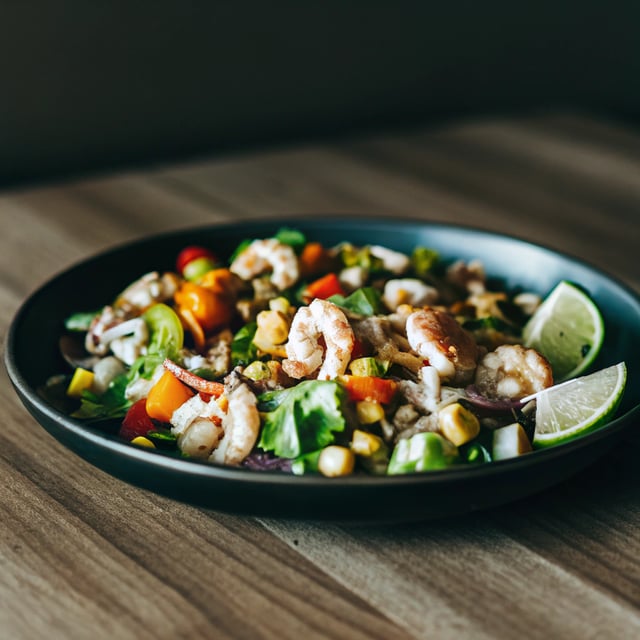 Chopped Thai Shrimp Salad with Garlic Lime Dressing
