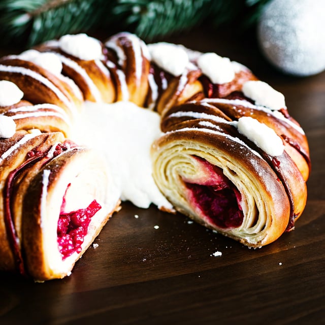 Christmas Tea Ring with Raspberry Cream Cheese Filling