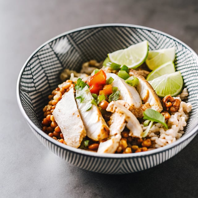 Cilantro Lime Chicken and Lentil Rice Bowls
