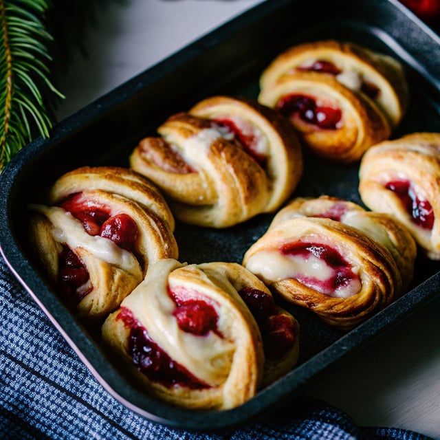 Cream Cheese Danishes with Sugared Cranberries and Butter Glaze