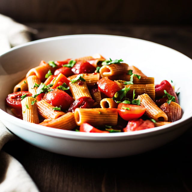 Creamy Red Pepper Pasta with Blistered Tomatoes