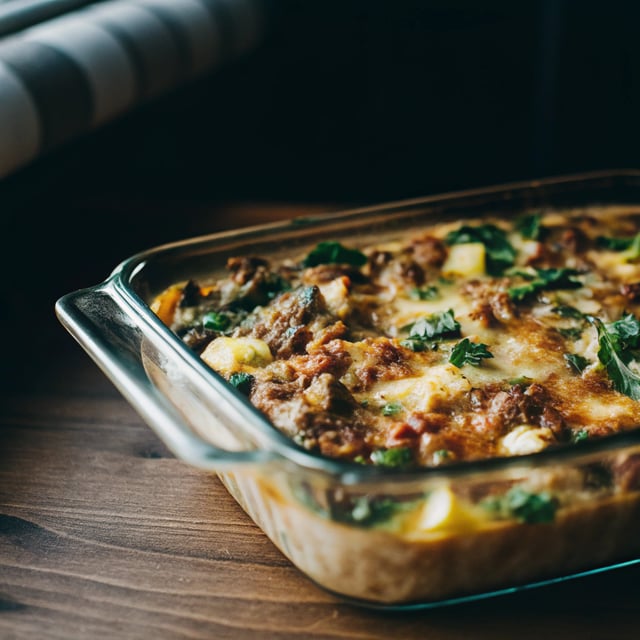 Creamy Spinach and Potato Breakfast Casserole