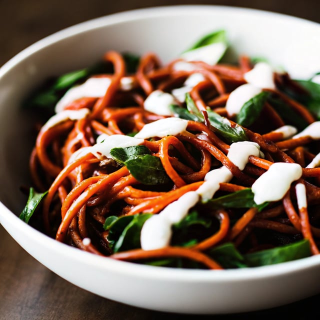 Creamy Spinach Sweet Potato Noodles with Cashew Sauce